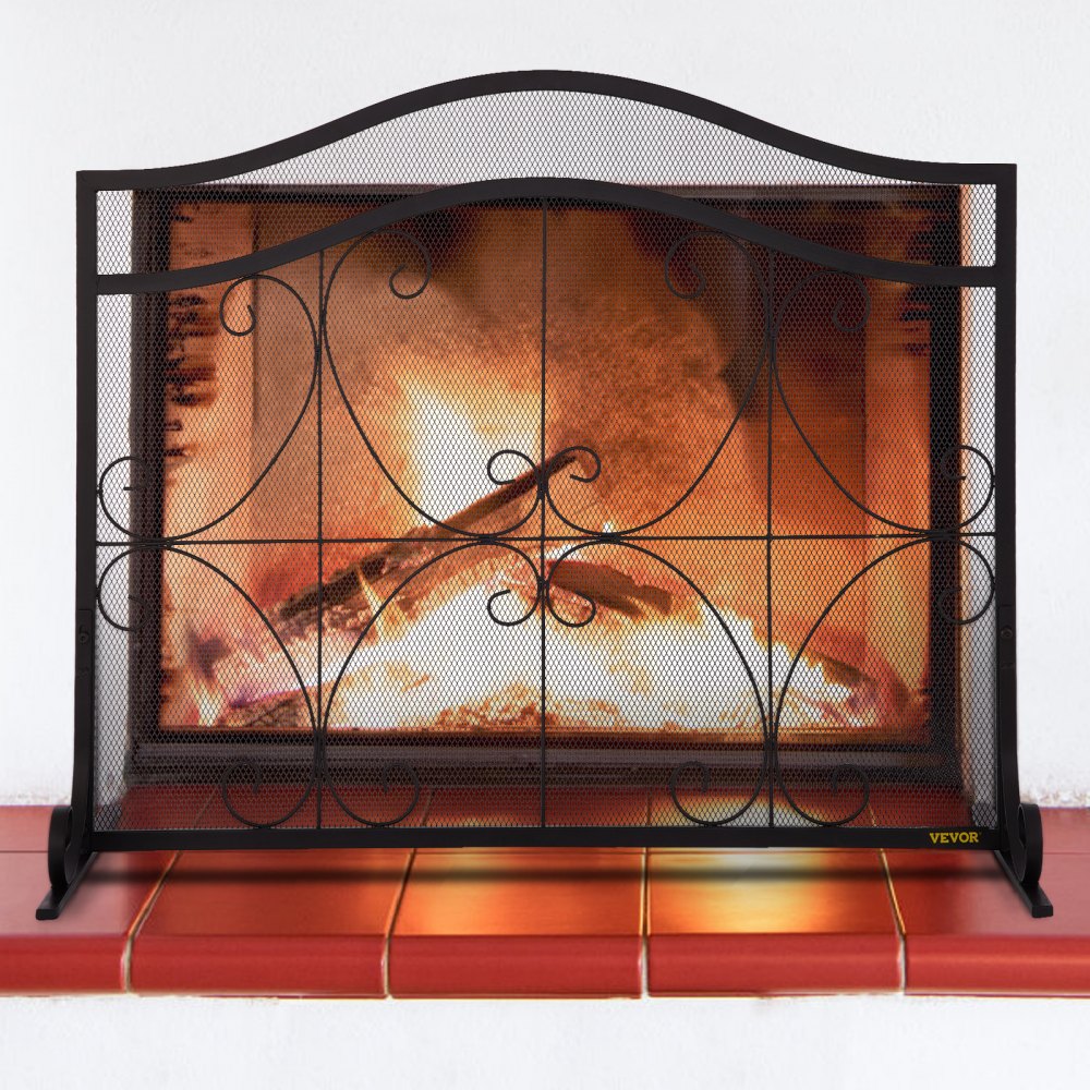 VV-BLPF-38inFS - Decorative 38" Fireplace Screen with Double Door Design