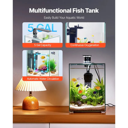 CL20 - 5 Gallon Smart Square Aquarium with Adjustable Lighting
