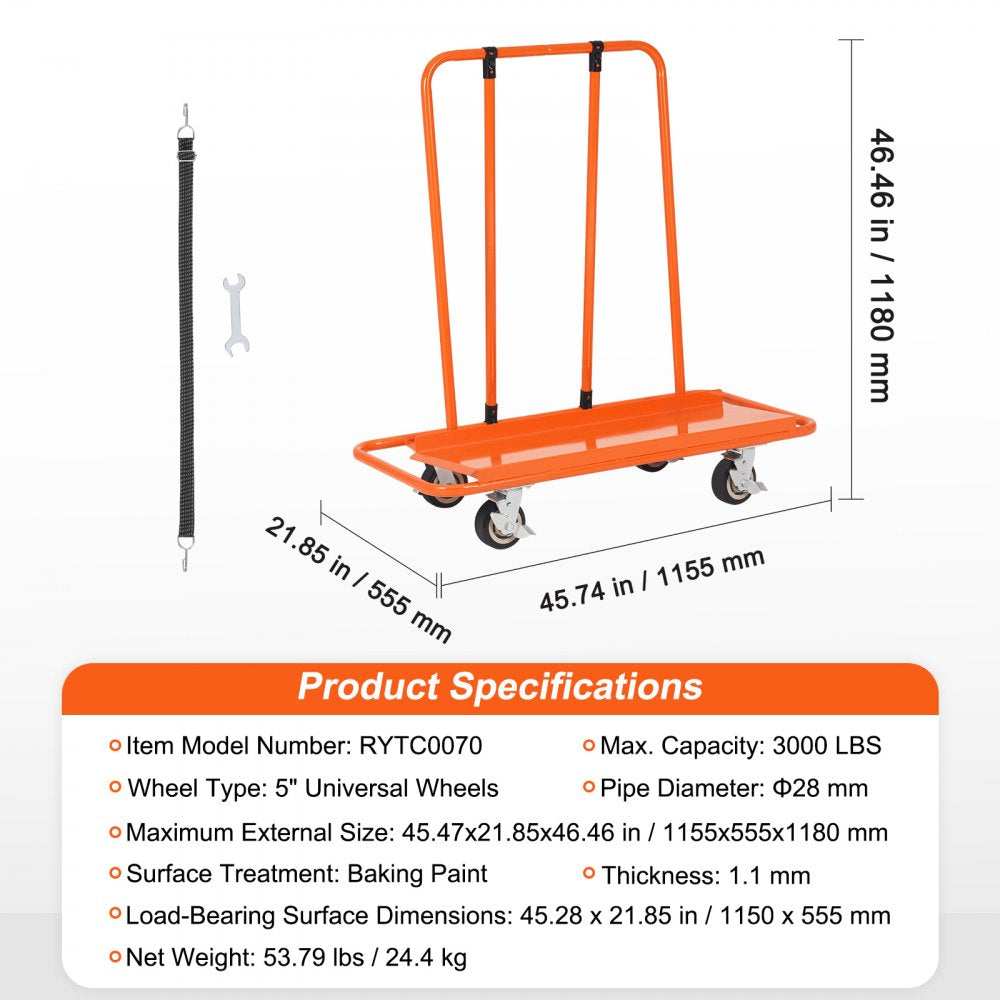 RYTC0070 - Heavy-Duty Drywall Cart for Up to 3000 lbs - Easy Assembly