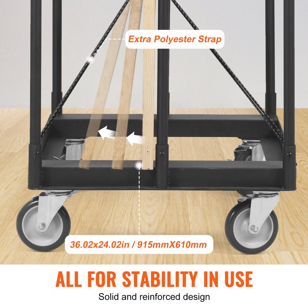 RYTC0072 - Heavy-Duty 1500 LBS Drywall Cart with Lockable Wheels 36"x24"