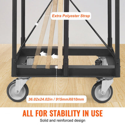 RYTC0072 - Heavy-Duty 1500 LBS Drywall Cart with Lockable Wheels 36"x24"