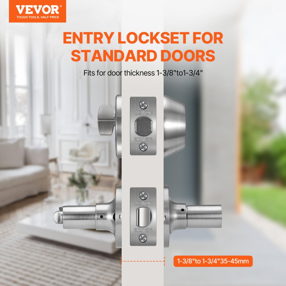 3683+D101 - Durable Satin Nickel Deadbolt Locksets for 1-3/4" Thick Doors