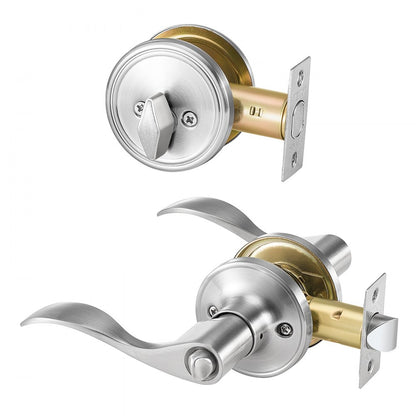 3683+D101 - Durable Satin Nickel Deadbolt Locksets for 1-3/4" Thick Doors