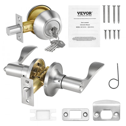 3683+D101 - Durable Satin Nickel Deadbolt Locksets for 1-3/4" Thick Doors