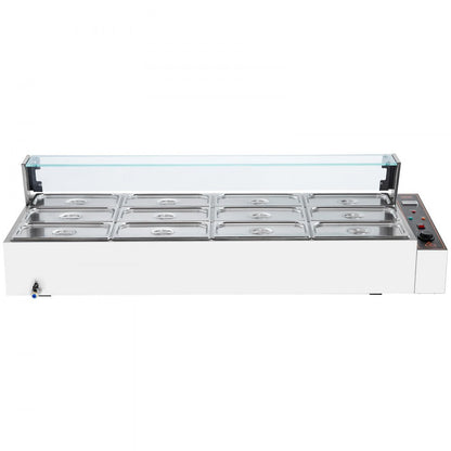 SC-TC-3112-B - 12-Pan Stainless Steel Food Warmer with Glass Cover