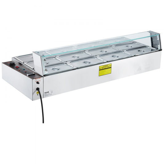 SC-TC-3112-B - 12-Pan Stainless Steel Food Warmer with Glass Cover