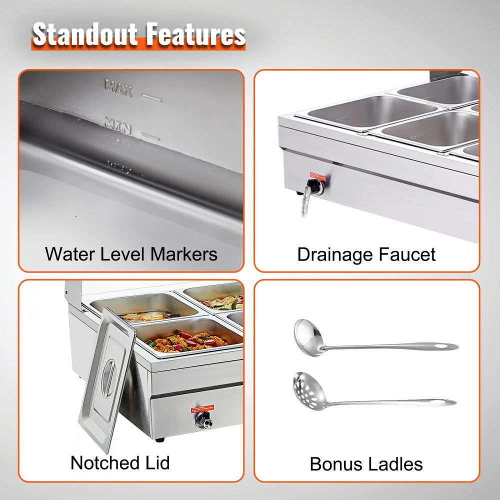 010553796729 - Durable 10-Pan Electric Food Warmer with Glass Cover