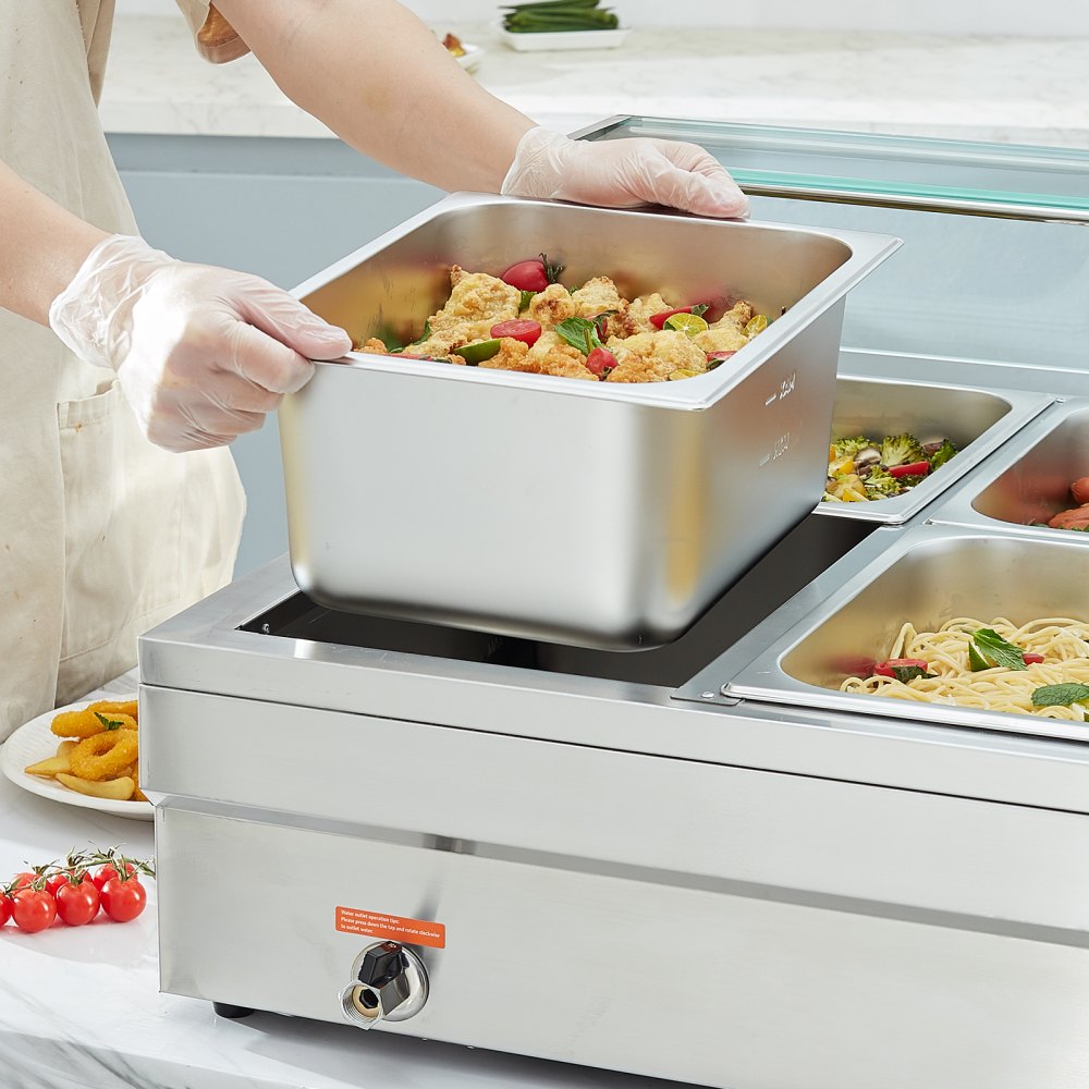 010553796729 - Durable 10-Pan Electric Food Warmer with Glass Cover