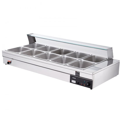 010553796729 - Durable 10-Pan Electric Food Warmer with Glass Cover