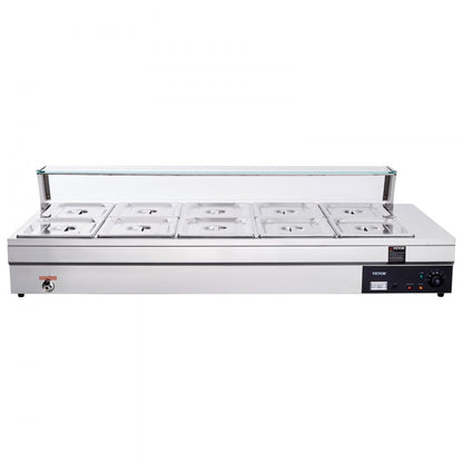 010553796729 - Durable 10-Pan Electric Food Warmer with Glass Cover