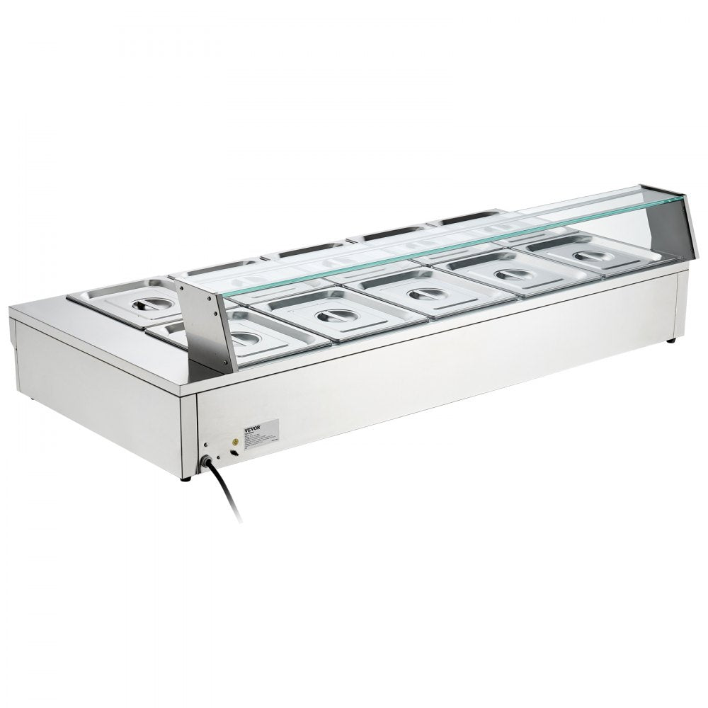 010553796729 - Durable 10-Pan Electric Food Warmer with Glass Cover