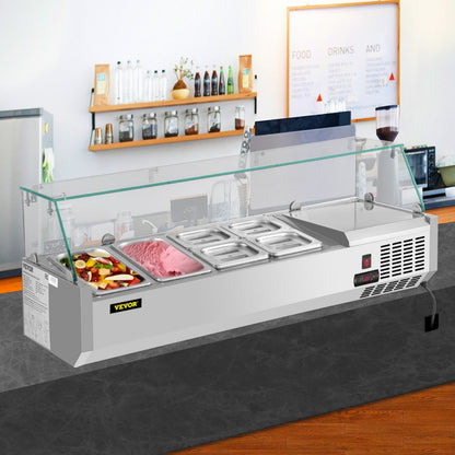 VRX1200/380 - 48-Inch Stainless Steel Refrigerated Prep Station with 6 Food Pans