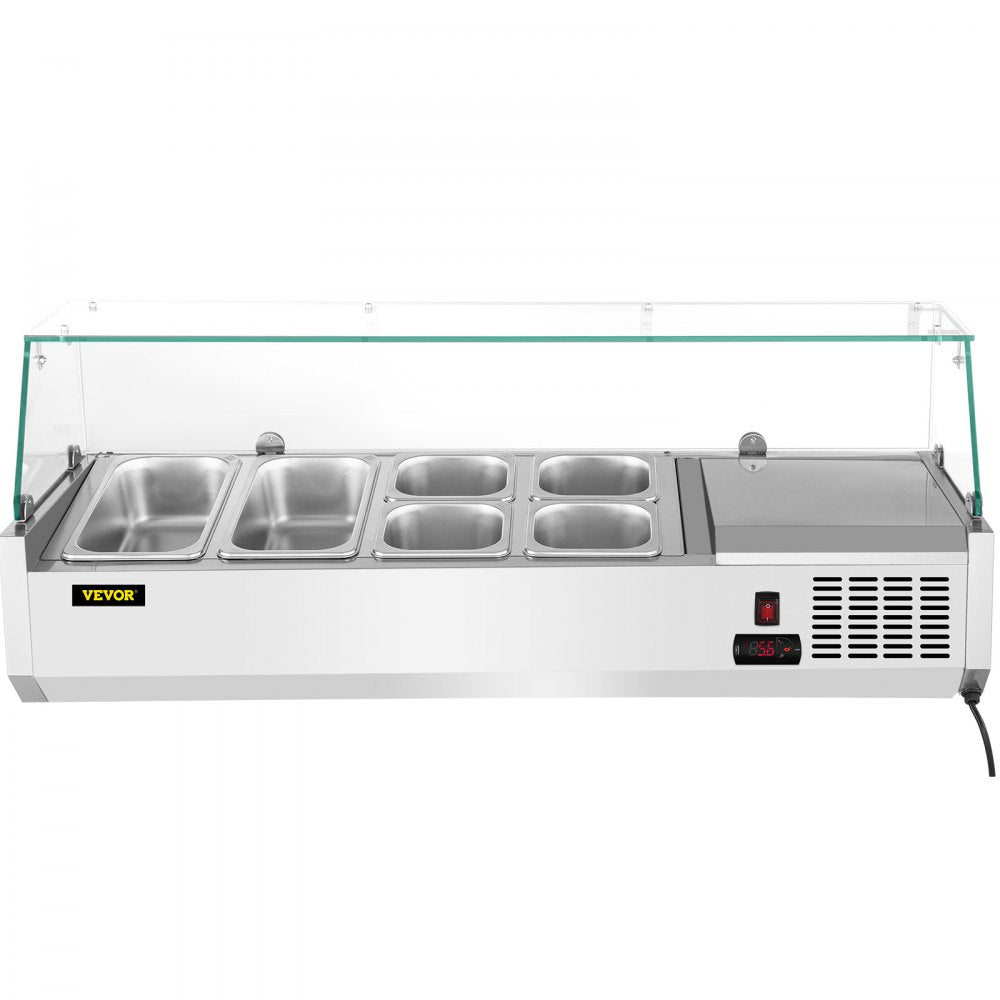 VRX1200/380 - 48-Inch Stainless Steel Refrigerated Prep Station with 6 Food Pans