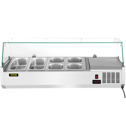 VRX1200/380 - 48-Inch Stainless Steel Refrigerated Prep Station with 6 Food Pans