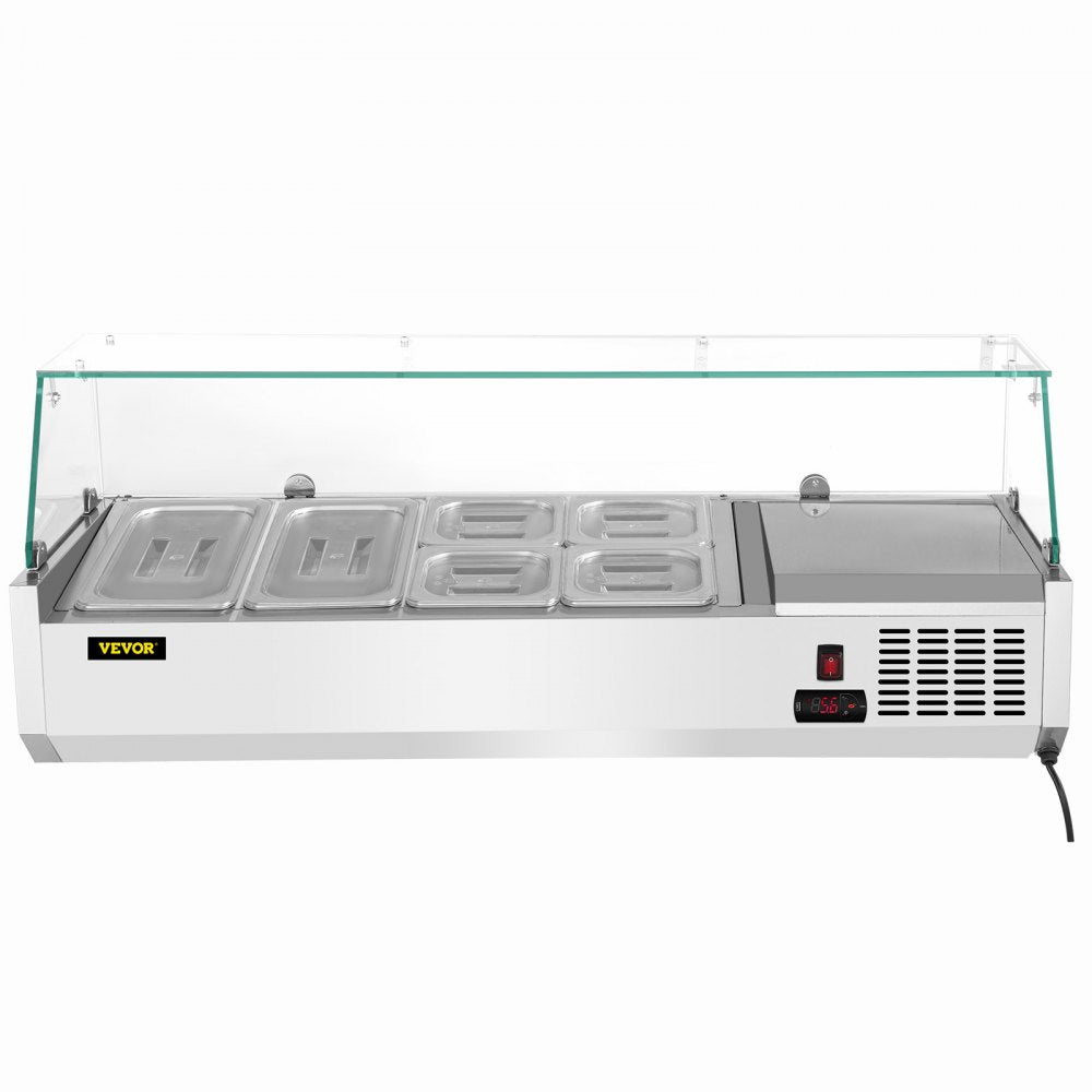 VRX1200/380 - 48-Inch Stainless Steel Refrigerated Prep Station with 6 Food Pans