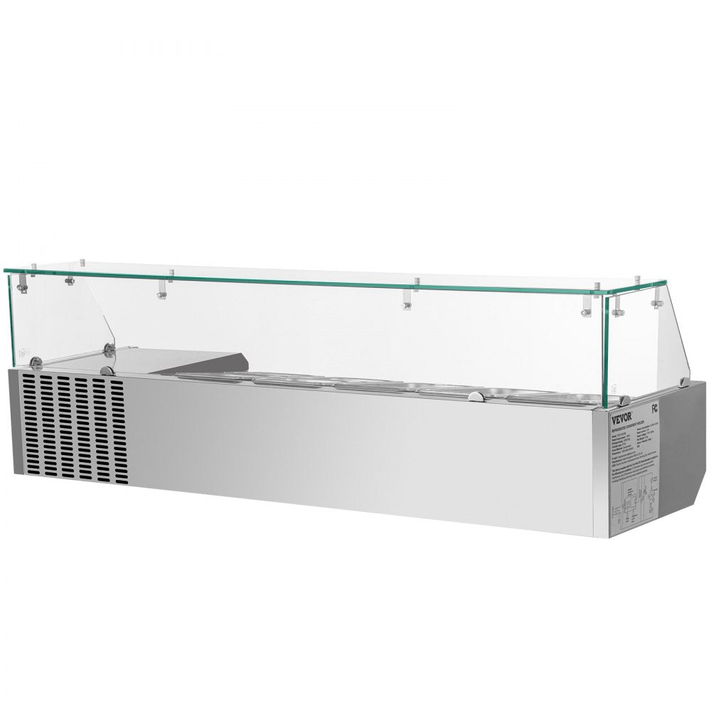 VRX1400/380 - 55-Inch Stainless Steel Condiment Prep Station with Glass Shield