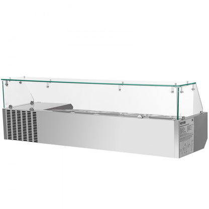 VRX1400/380 - 55-Inch Stainless Steel Condiment Prep Station with Glass Shield
