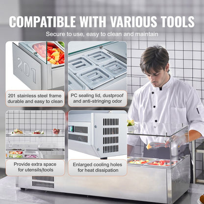 E48TW - Stainless Steel Refrigerated Prep Station with Modular Tray System