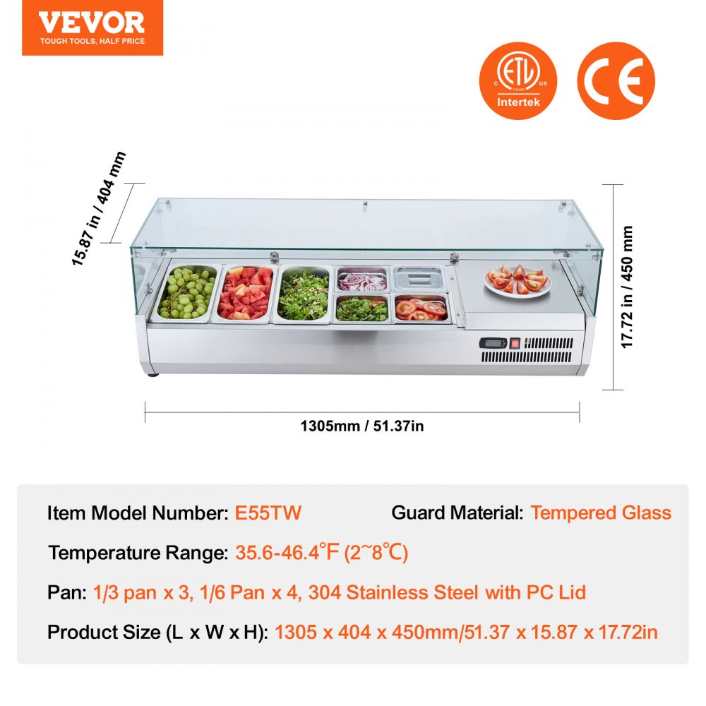 E55TW - 140W Refrigerated Sandwich Prep Station with Modular Tray System
