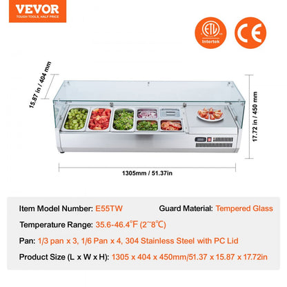 E55TW - 140W Refrigerated Sandwich Prep Station with Modular Tray System