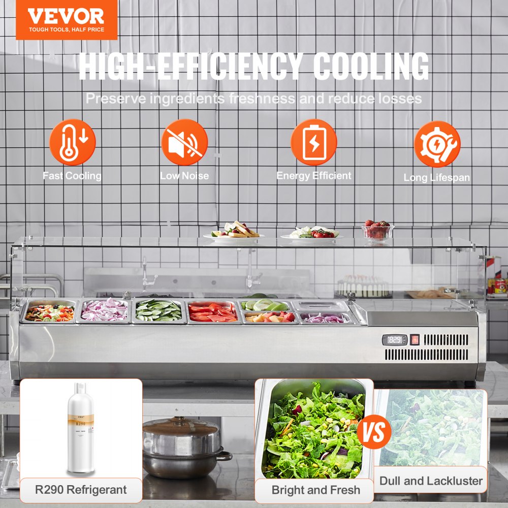 E60TW - Commercial Refrigerated Condiment Prep Station with 8 Pans
