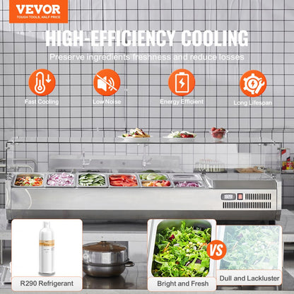 E60TW - Commercial Refrigerated Condiment Prep Station with 8 Pans