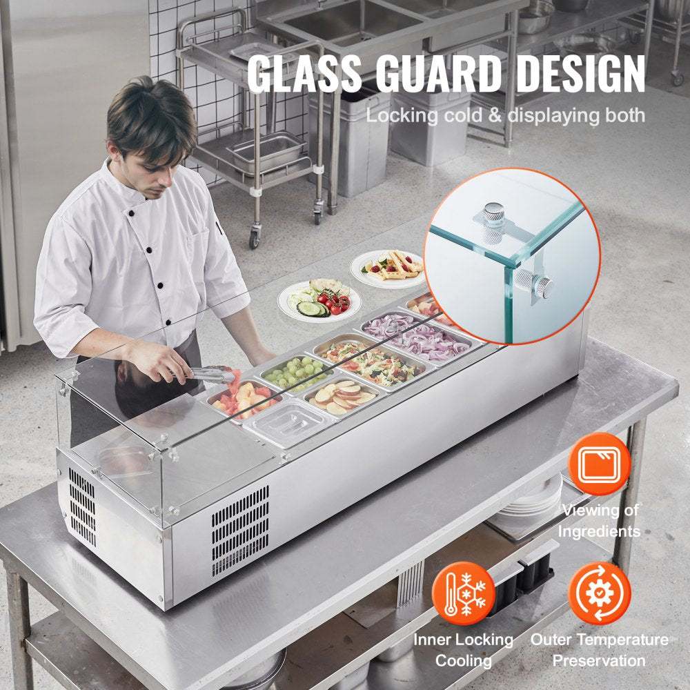 E60TW - Commercial Refrigerated Condiment Prep Station with 8 Pans