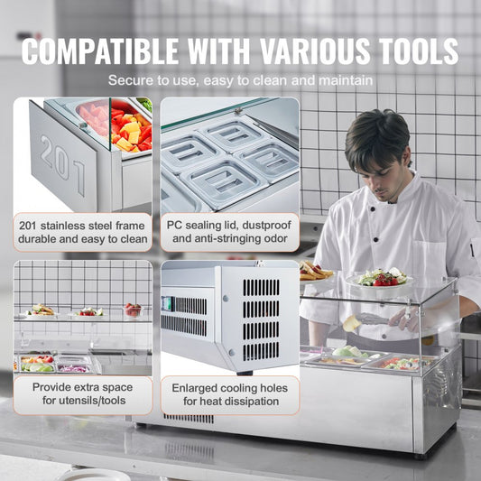 E40TW - 130W Refrigerated Condiment Prep Station with 1 1/3 Pan Capacity