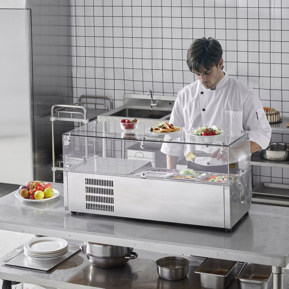 E40TW - 130W Refrigerated Condiment Prep Station with 1 1/3 Pan Capacity