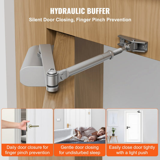 D202 - VEVOR Hydraulic Door Closer, 100 lbs Capacity, Silent Operation