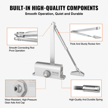 D202 - VEVOR Hydraulic Door Closer, 100 lbs Capacity, Silent Operation