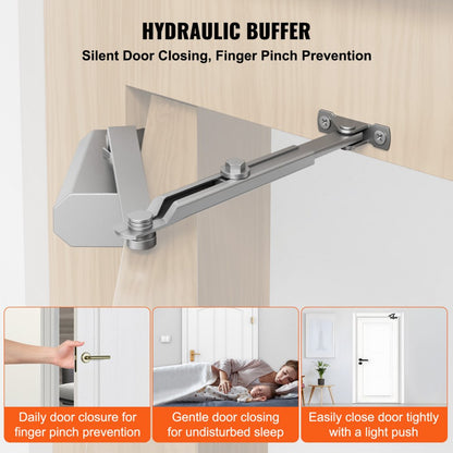 D300S - Automatic Silver Door Closer for Quiet Residential & Commercial Use
