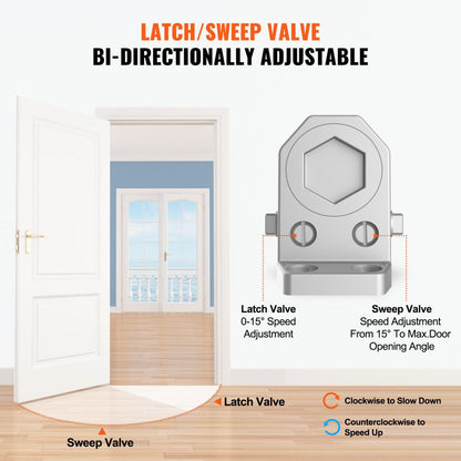 D300S - Automatic Silver Door Closer for Quiet Residential & Commercial Use