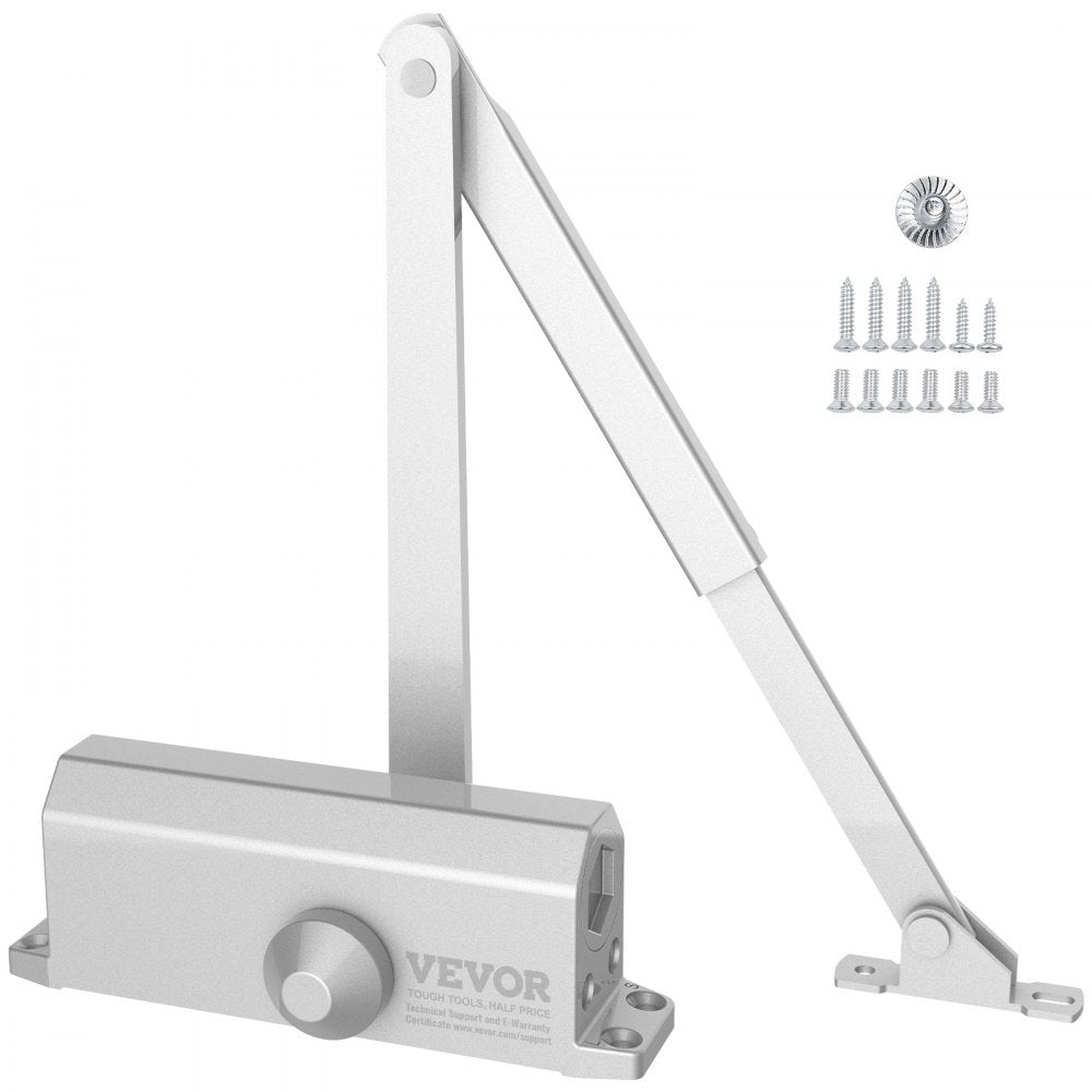 D300S - Automatic Silver Door Closer for Quiet Residential & Commercial Use