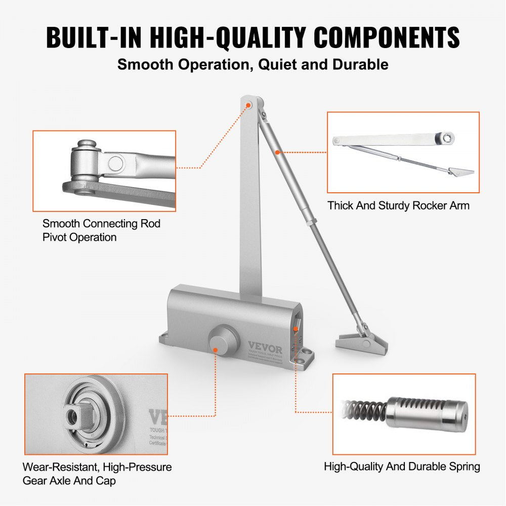 D404 - Adjustable Hydraulic Door Closer for 100 lbs with Smooth Operation
