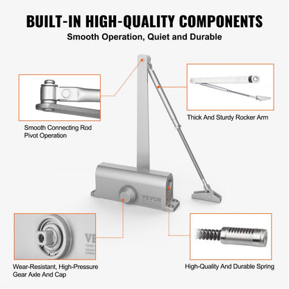 D404 - Adjustable Hydraulic Door Closer for 100 lbs with Smooth Operation