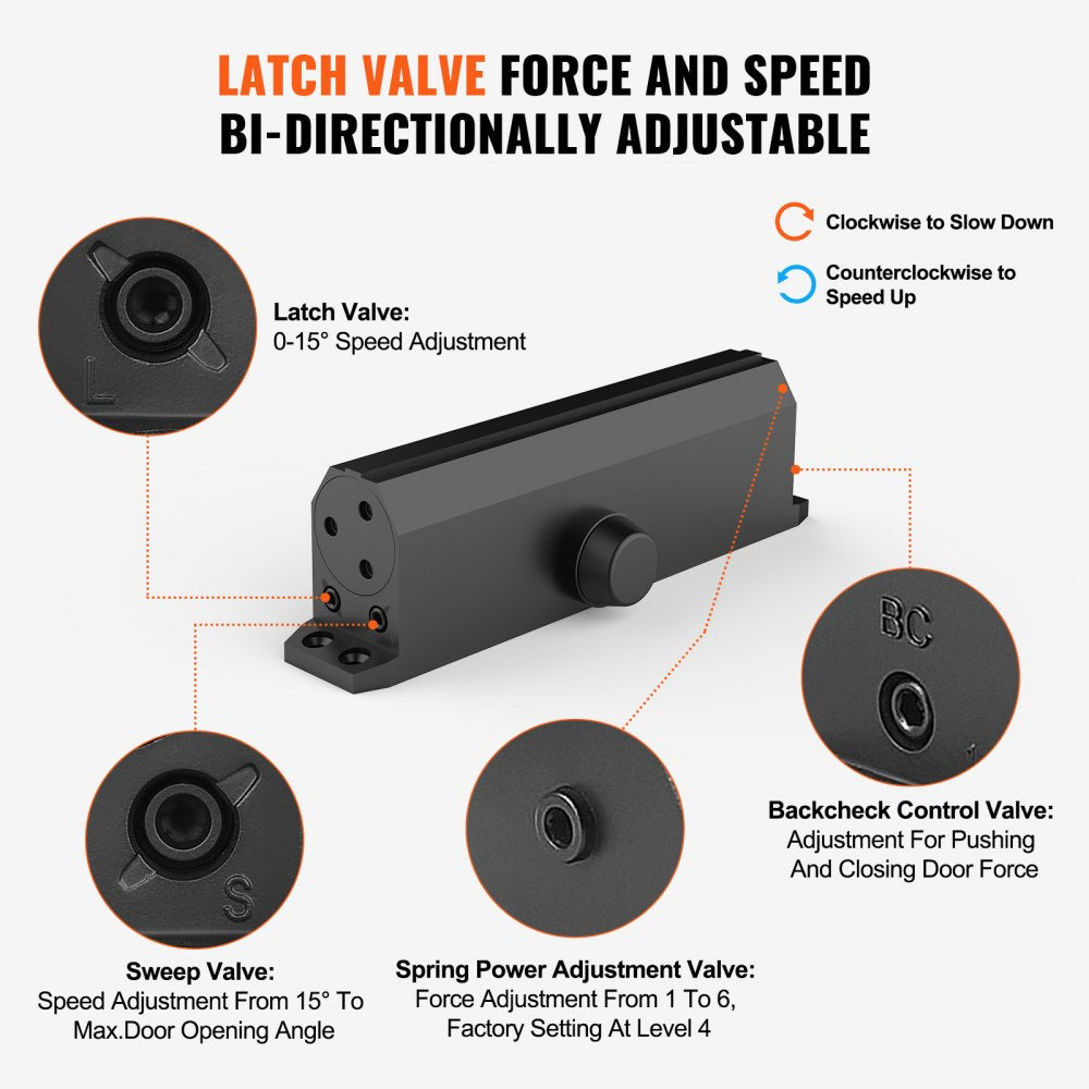 D4015 - Silent Hydraulic Door Closer for Residential and Commercial Use