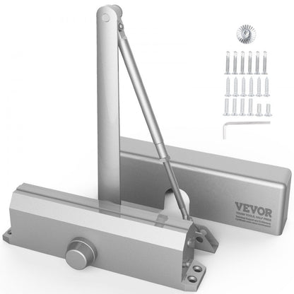 D4015 - Durable Silver Door Closer with Adjustable Speeds for 265 lbs
