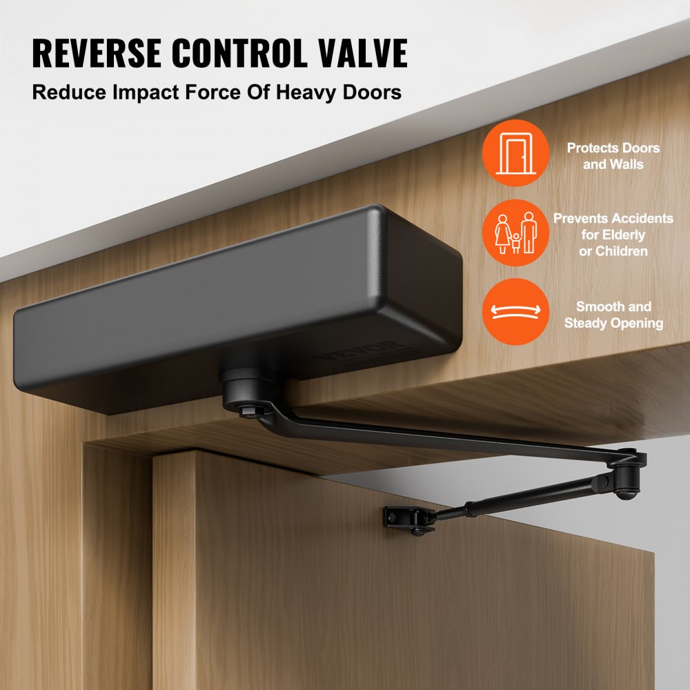 D4016 - Adjustable Hydraulic Door Closer for 330 lbs, Quiet Operation