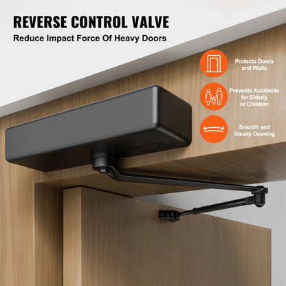 D4016 - Adjustable Hydraulic Door Closer for 330 lbs, Quiet Operation