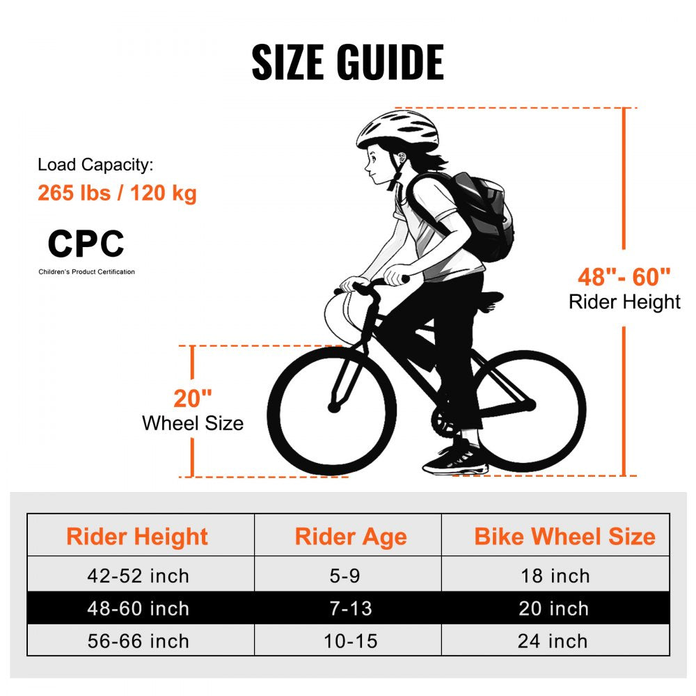 SS24004 - 20" VEVOR BMX Bike for Beginners with Adjustable Saddle