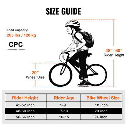 SS24004 - 20" VEVOR BMX Bike for Beginners with Adjustable Saddle