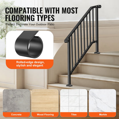 BP-45 - Adjustable Black Stair Handrail for Seniors, Rustproof & Versatile