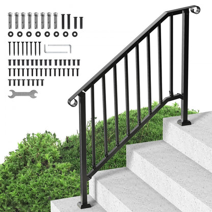 BP-45 - Adjustable Black Stair Handrail for Seniors, Rustproof & Versatile