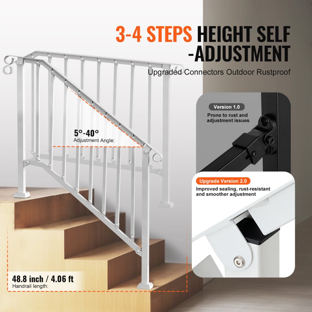 BP-45-W - Adjustable Outdoor Handrails for Stairs, Durable & Weatherproof