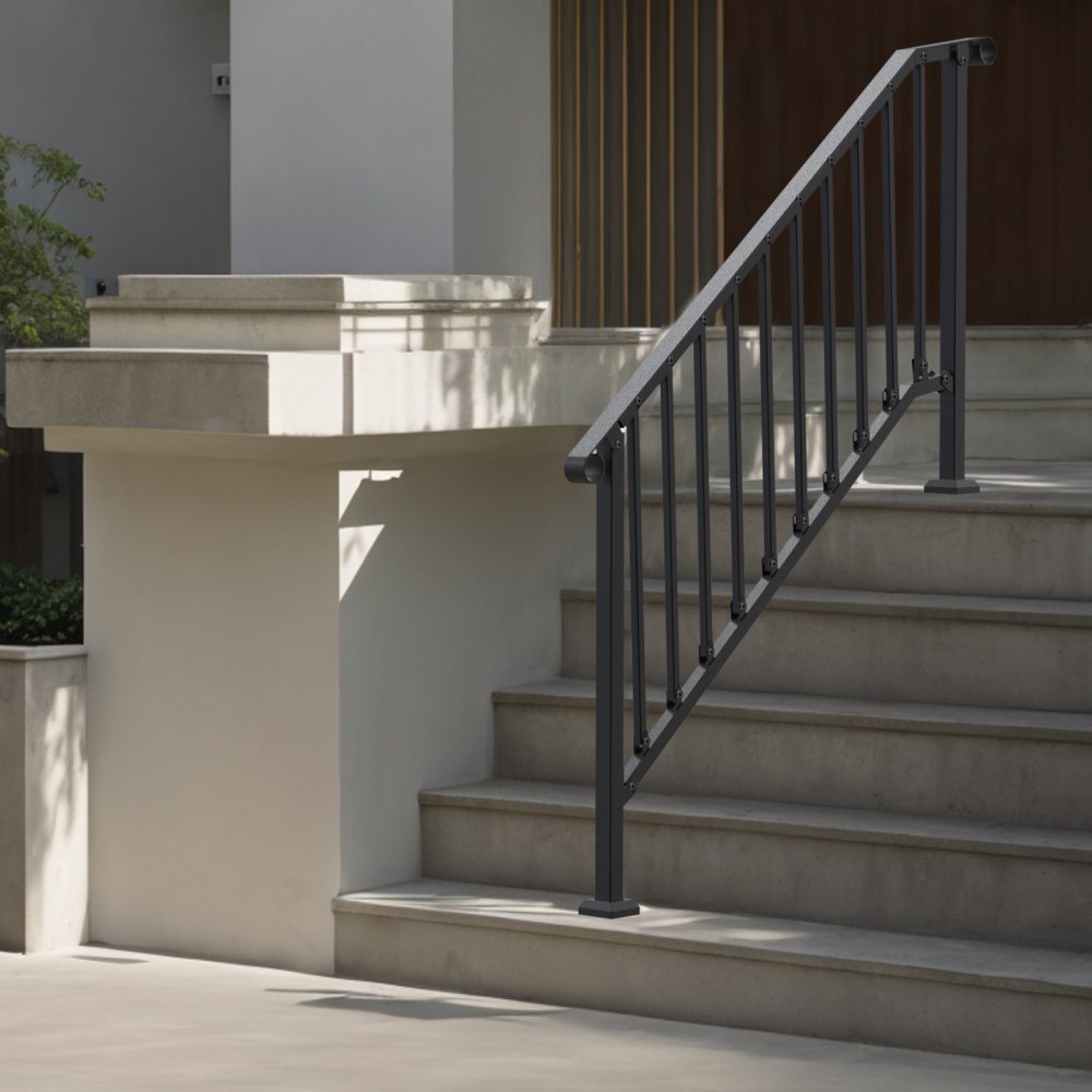 BP-56 - Durable 5-6 Step Outdoor Handrail with Adjustable Angle and Installation Kit