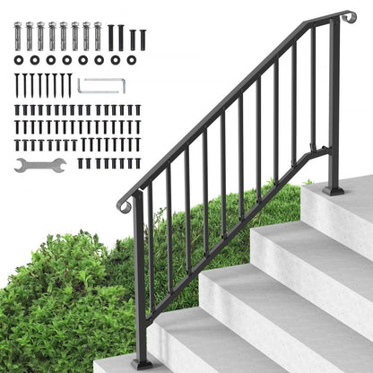 BP-56 - Durable 5-6 Step Outdoor Handrail with Adjustable Angle and Installation Kit