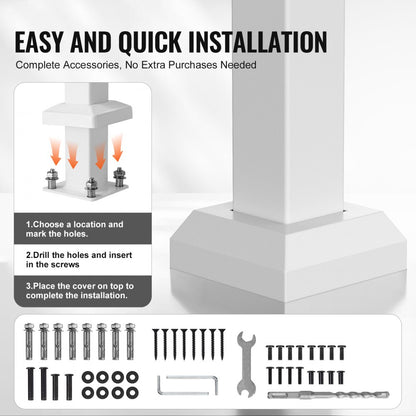 BP-12-W - Adjustable Outdoor Handrail for Stairs and Porches, Durable Support