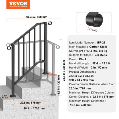 BP-23 - Adjustable Outdoor Handrails for Stairs & Balconies, Rustproof Quality