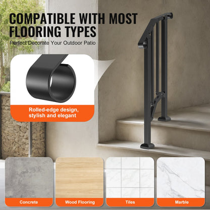 BP-12 - Durable Adjustable Handrails for Stairs & Porches, Rustproof Safety Support